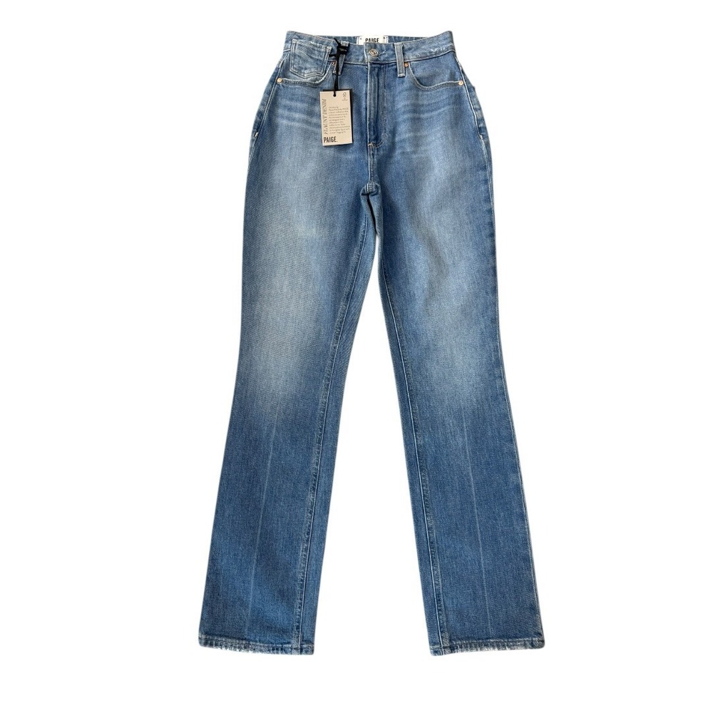 Paige Knockout High Rise Modern Straight Leg Jeans Mosaic Blue Size 0 24 NWT